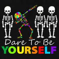 Skeleton Dabbing Dare To Be Yourself Funny Autism Ladies PosiCharge Tri-Blend Wicking Tank