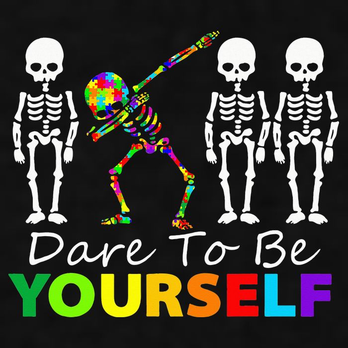 Skeleton Dabbing Dare To Be Yourself Funny Autism Ladies PosiCharge Tri-Blend Wicking Tank