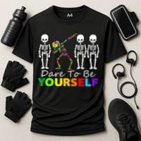 Skeleton Dabbing Dare To Be Yourself Funny Autism Performance Shirt