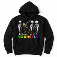 Skeleton Dabbing Dare To Be Yourself Funny Autism Hoodie