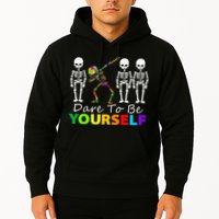 Skeleton Dabbing Dare To Be Yourself Funny Autism Hoodie
