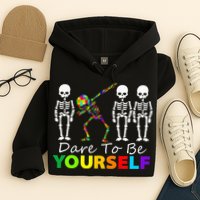 Skeleton Dabbing Dare To Be Yourself Funny Autism Hoodie