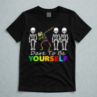 Skeleton Dabbing Dare To Be Yourself Funny Autism T-Shirt