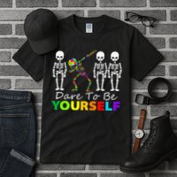 Skeleton Dabbing Dare To Be Yourself Funny Autism Tall T-Shirt