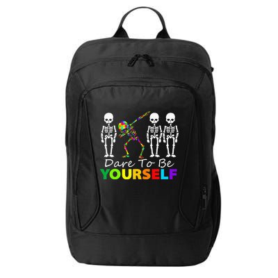 Skeleton Dabbing Dare To Be Yourself Funny Autism City Backpack