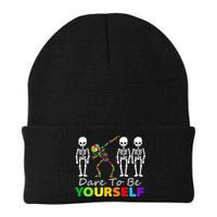 Skeleton Dabbing Dare To Be Yourself Funny Autism Beanie