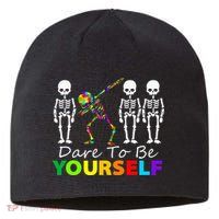 Skeleton Dabbing Dare To Be Yourself Funny Autism Sustainable Beanie