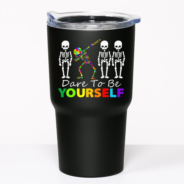 Skeleton Dabbing Dare To Be Yourself Funny Autism Tumbler