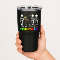 Skeleton Dabbing Dare To Be Yourself Funny Autism Tumbler
