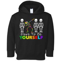 Skeleton Dabbing Dare To Be Yourself Funny Autism Toddler Hoodie