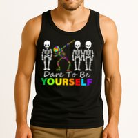Skeleton Dabbing Dare To Be Yourself Funny Autism Tank Top