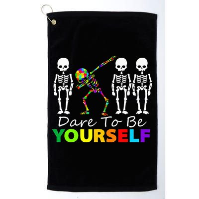 Skeleton Dabbing Dare To Be Yourself Funny Autism Golf Towel