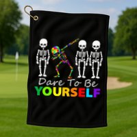 Skeleton Dabbing Dare To Be Yourself Funny Autism Golf Towel