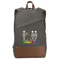 Skeleton Dabbing Dare To Be Yourself Funny Autism Cotton Canvas Backpack