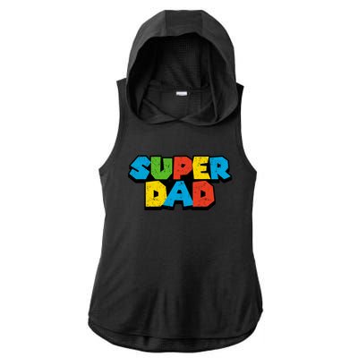 Super Daddio Dad Video Gamer Ladies PosiCharge Tri-Blend Wicking Draft Hoodie Tank