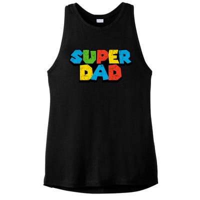 Super Daddio Dad Video Gamer Ladies PosiCharge Tri-Blend Wicking Tank