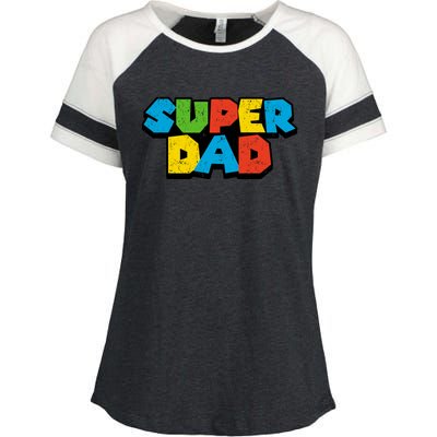 Super Daddio Dad Video Gamer Enza Ladies Jersey Colorblock Tee