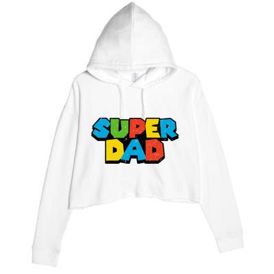 Super Daddio Dad Video Gamer Crop Fleece Hoodie