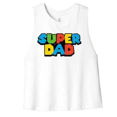 Super Daddio Dad Video Gamer Women's Racerback Cropped Tank