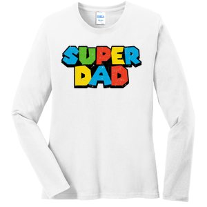 Super Daddio Dad Video Gamer Ladies Long Sleeve Shirt