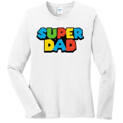 Super Daddio Dad Video Gamer Ladies Long Sleeve Shirt