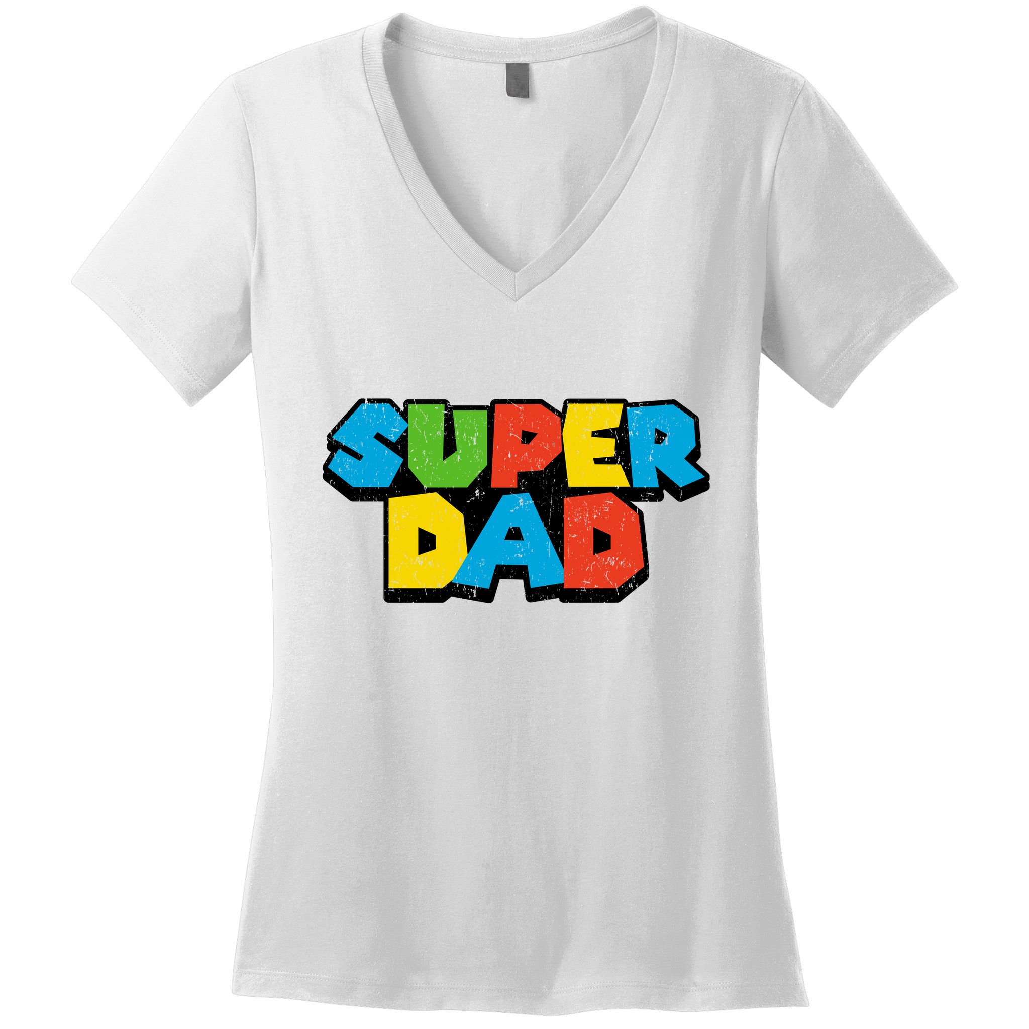 Super Daddio Dad Video Gamer Women's V-Neck T-Shirt