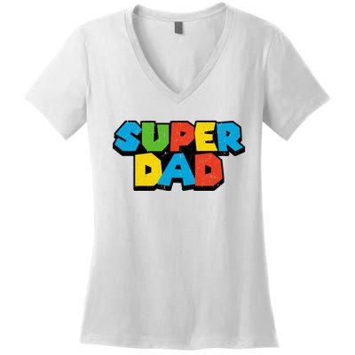 Super Daddio Dad Video Gamer Women's V-Neck T-Shirt