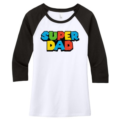 Super Daddio Dad Video Gamer Women's Tri-Blend 3/4-Sleeve Raglan Shirt