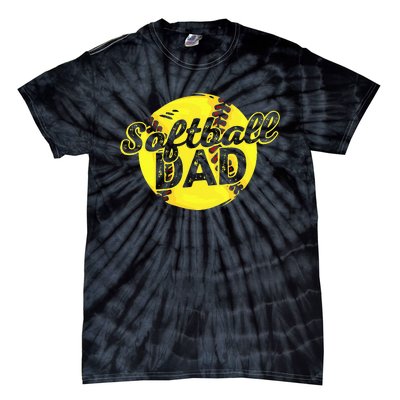 Softball Dad Daddy Father Father's Day Tie-Dye T-Shirt