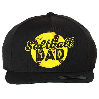 Softball Dad Daddy Father Father's Day Wool Snapback Cap