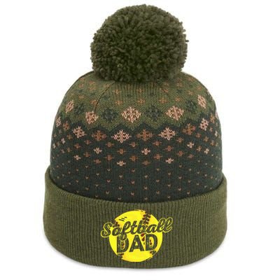 Softball Dad Daddy Father Father's Day The Baniff Cuffed Pom Beanie