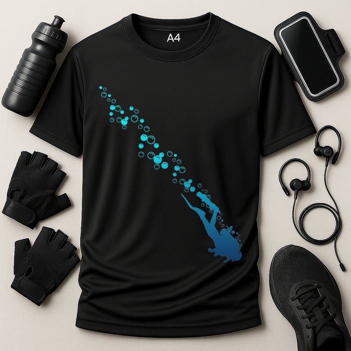 Scuba Diving Diver Cooling Performance Crew T-Shirt