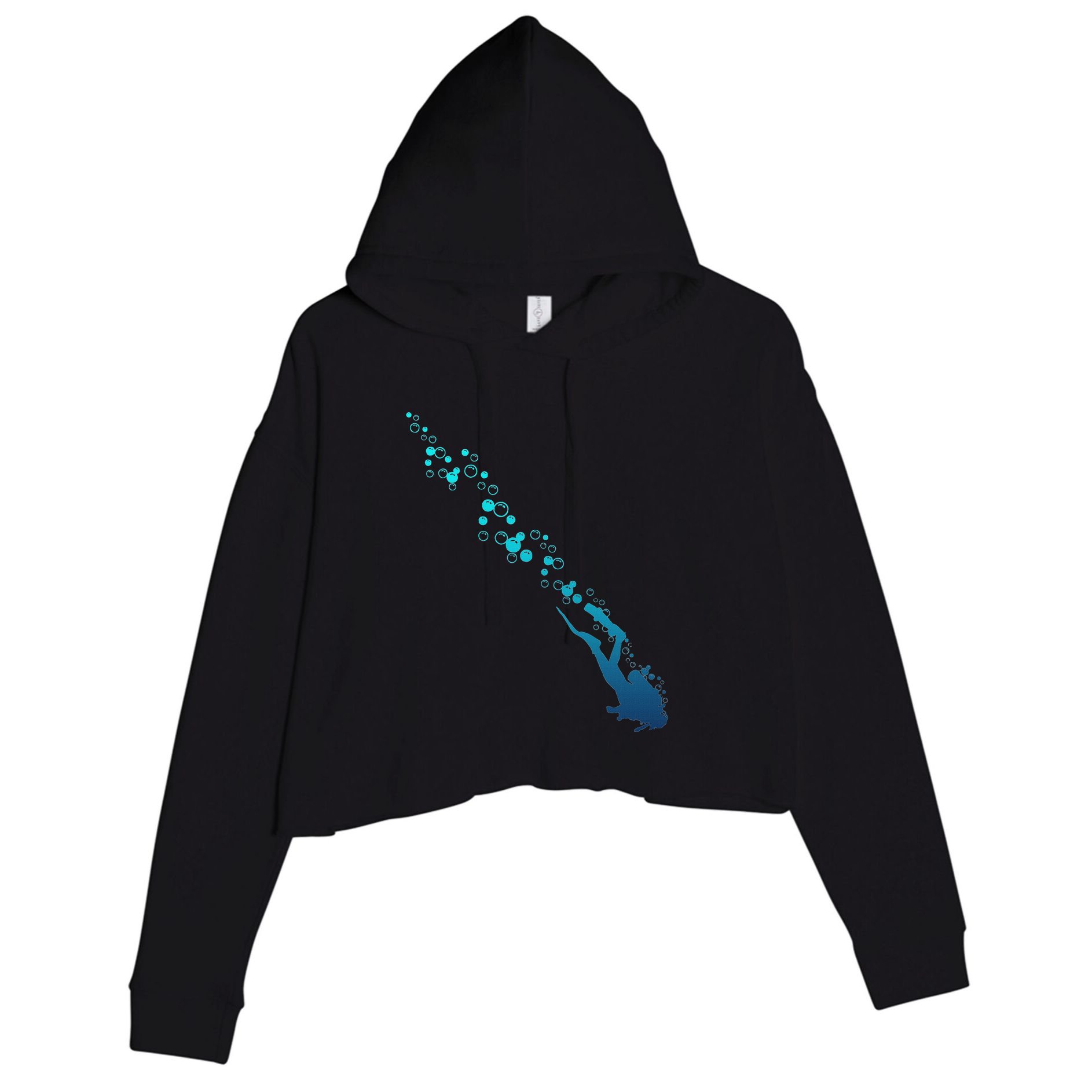 Scuba Diving Diver Crop Fleece Hoodie
