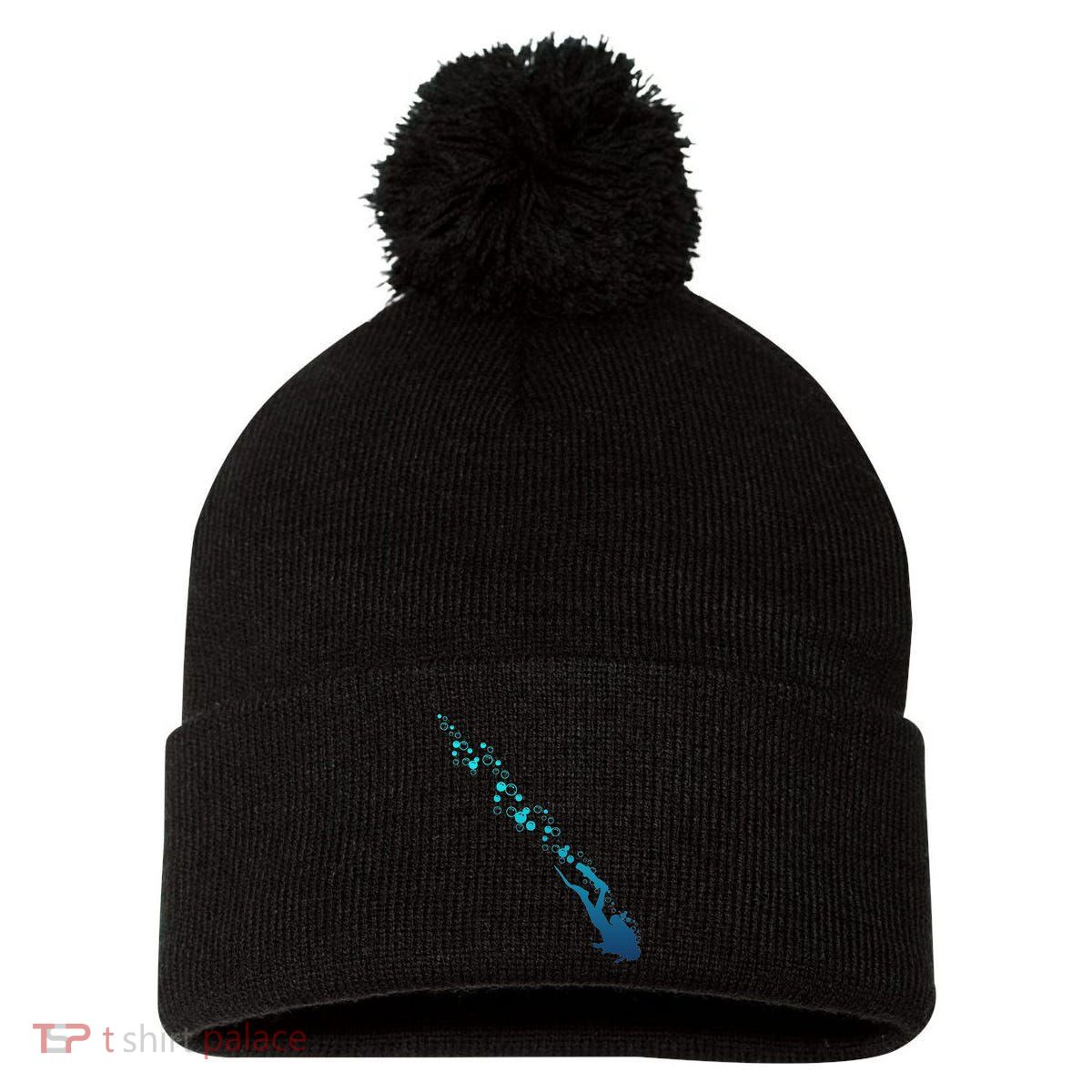 Scuba Diving Diver Pom Pom 12in Knit Beanie