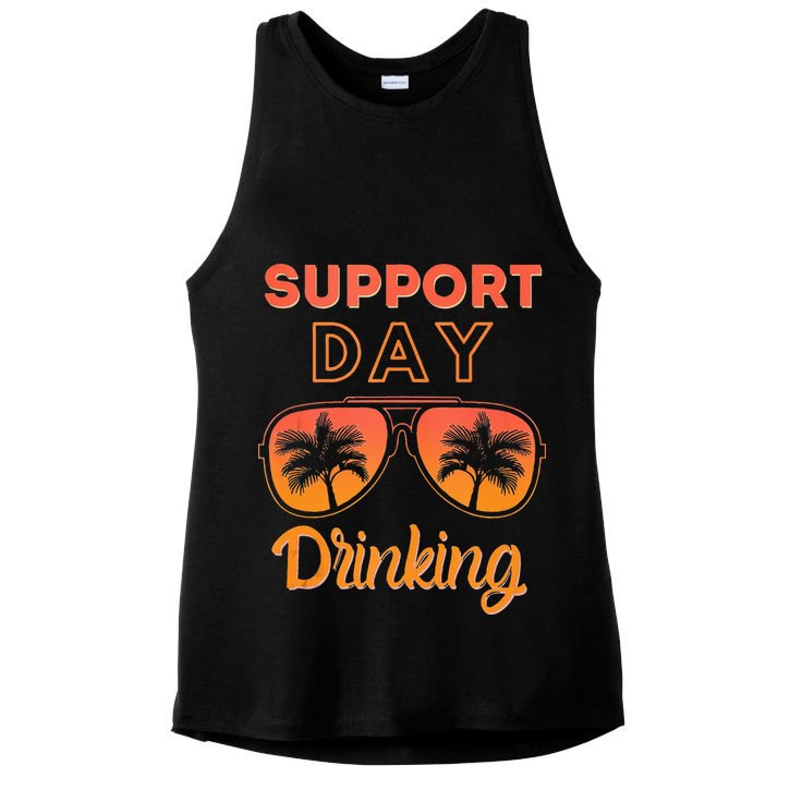 Support Day Drinking Funny Summer Beach Vacation Tank Top Ladies PosiCharge Tri-Blend Wicking Tank