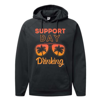 Support Day Drinking Funny Summer Beach Vacation Tank Top Performance Fleece Hoodie