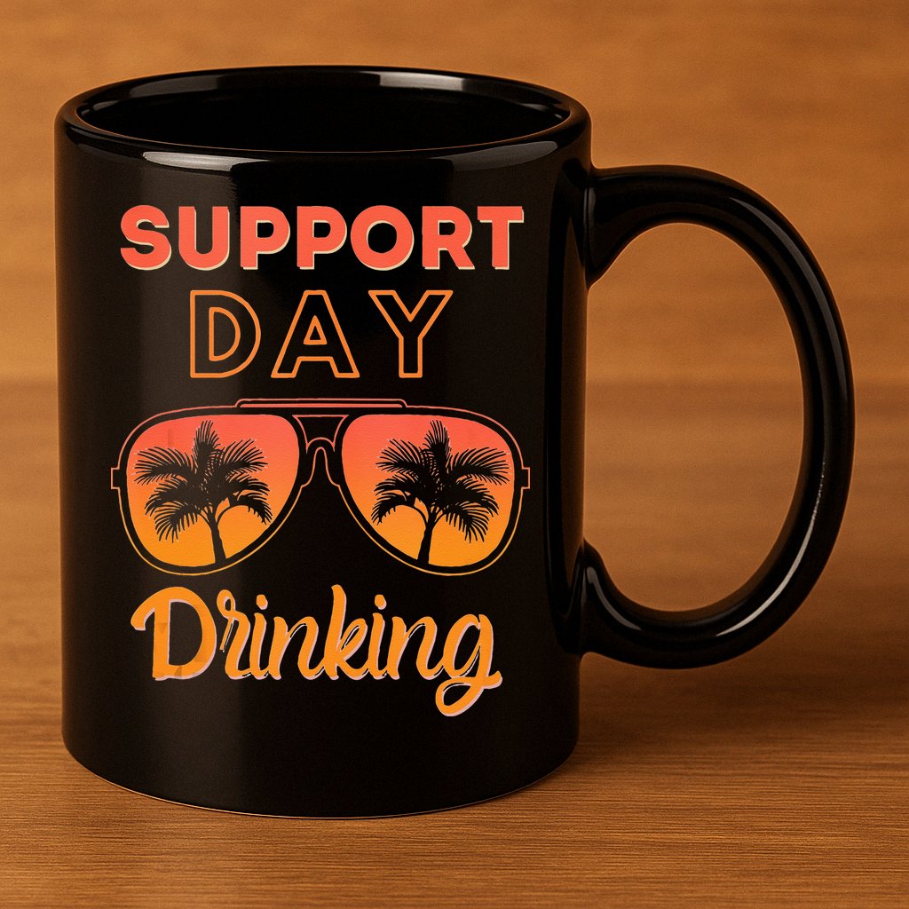 Support Day Drinking Funny Summer Beach Vacation Tank Top 11oz C Handle Ceramic Mug
