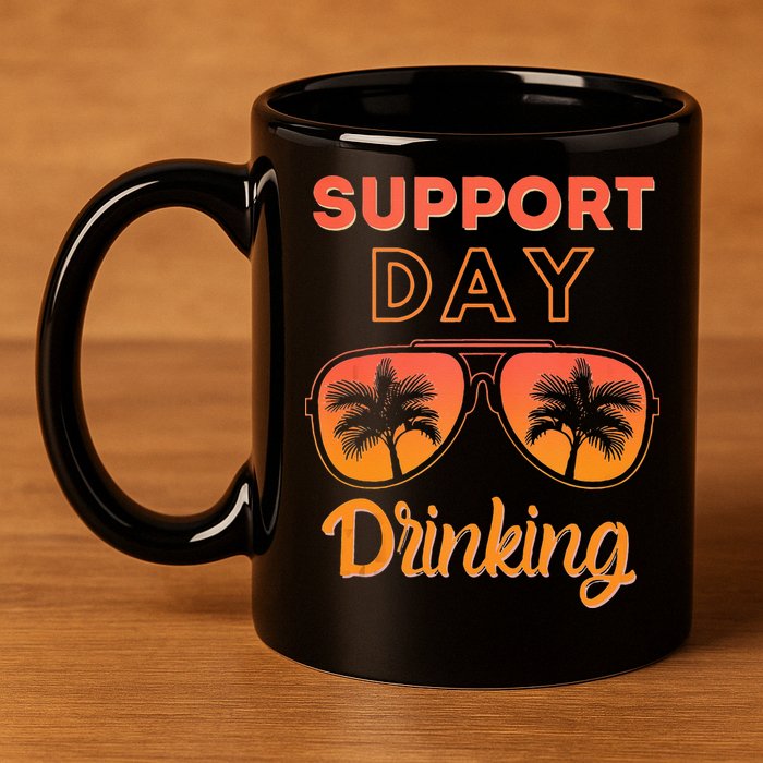 Support Day Drinking Funny Summer Beach Vacation Tank Top 11oz C Handle Ceramic Mug