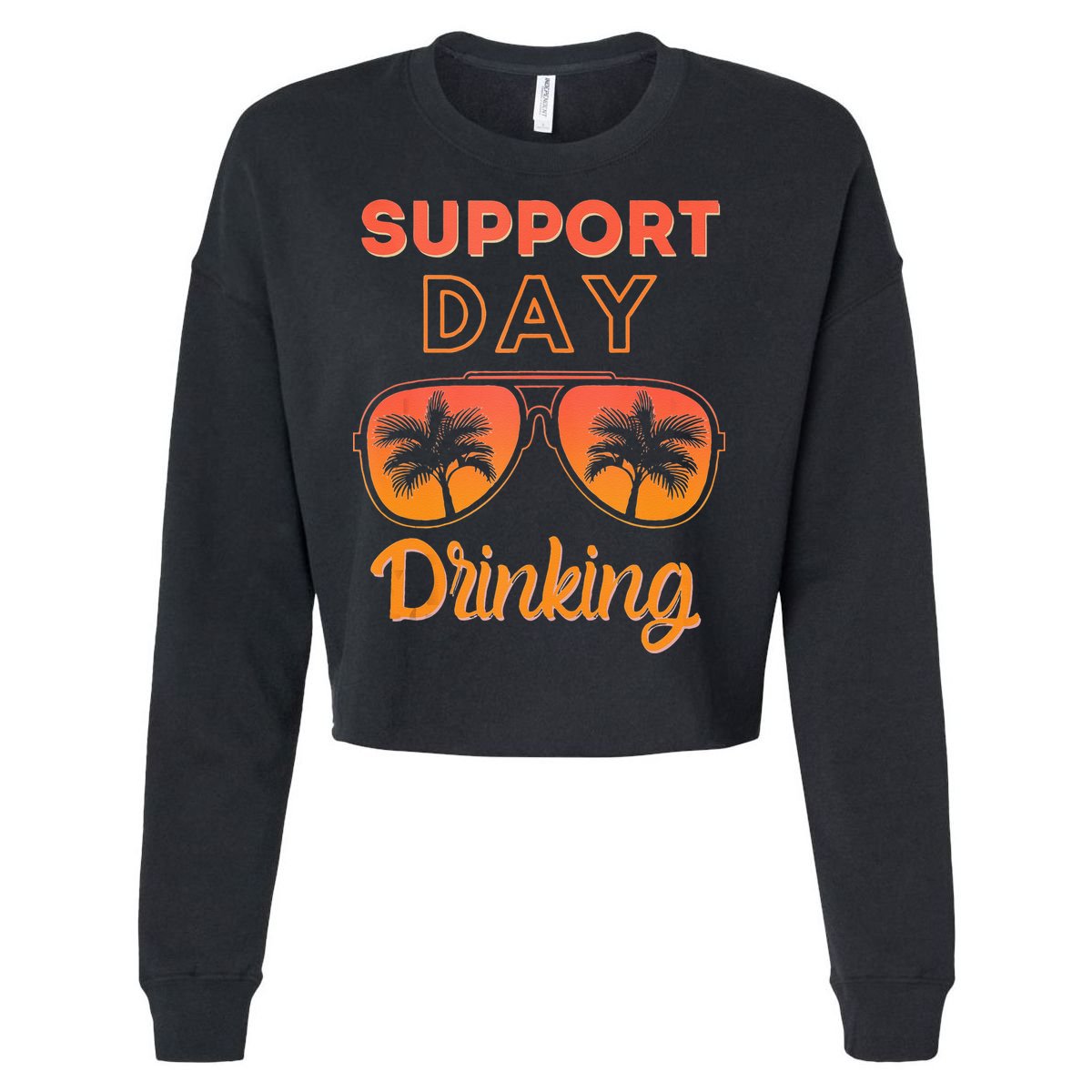 Support Day Drinking Funny Summer Beach Vacation Tank Top Cropped Pullover Crew