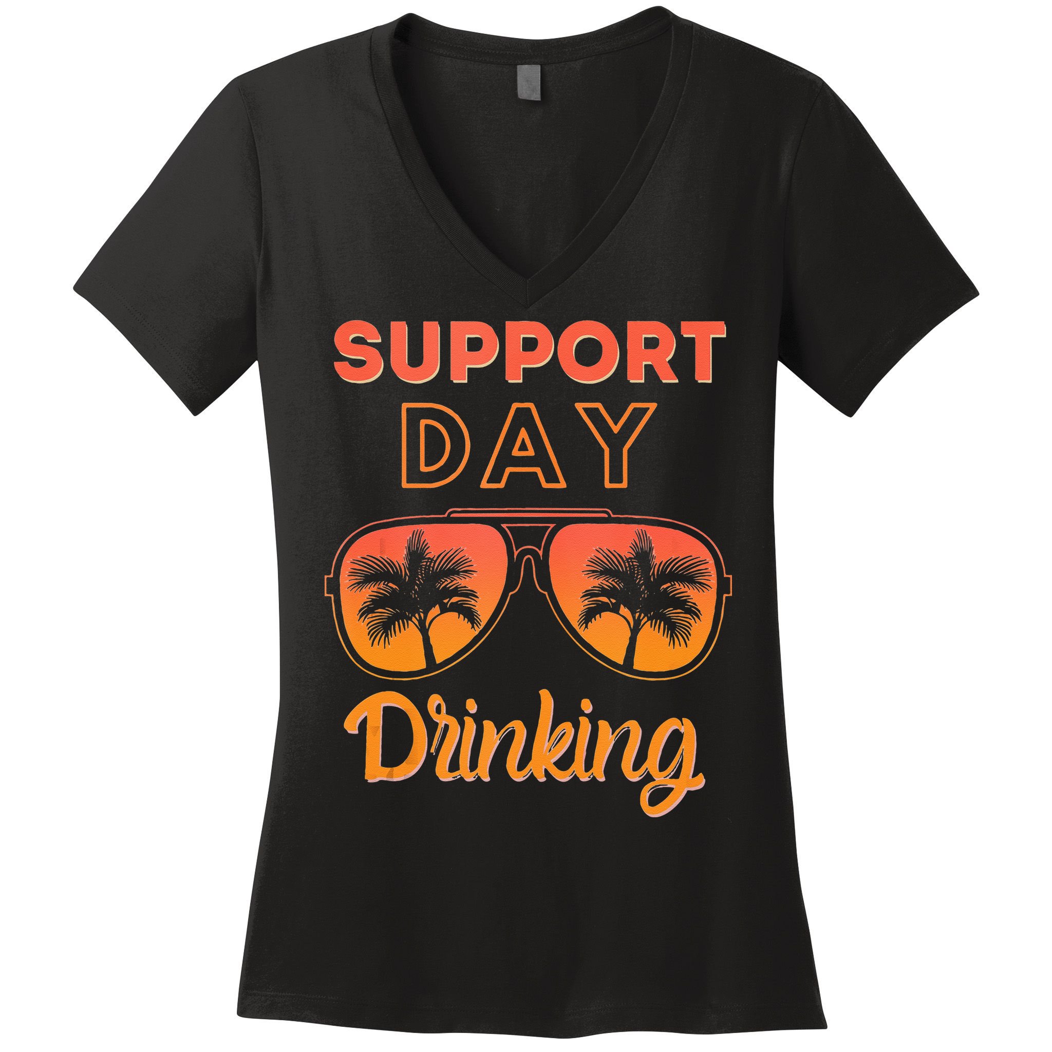 Support Day Drinking Funny Summer Beach Vacation Tank Top Women's V-Neck T-Shirt
