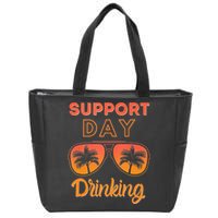 Support Day Drinking Funny Summer Beach Vacation Tank Top Zip Tote Bag