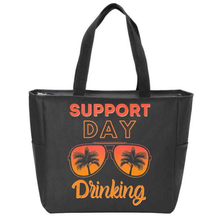 Support Day Drinking Funny Summer Beach Vacation Tank Top Zip Tote Bag
