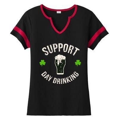 Support Day Drinking Funny Saint Pattys Gift Ladies Halftime Notch Neck Tee