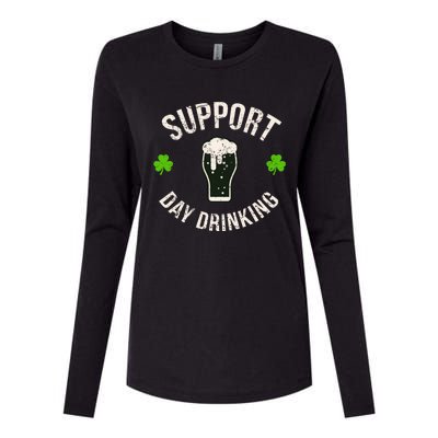 Support Day Drinking Funny Saint Pattys Gift Womens Cotton Relaxed Long Sleeve T-Shirt