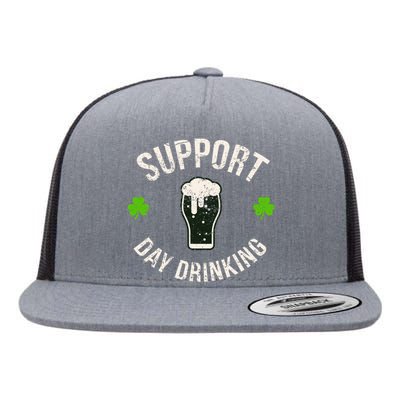 Support Day Drinking Funny Saint Pattys Gift Flat Bill Trucker Hat