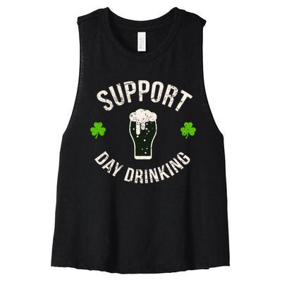 Support Day Drinking Funny Saint Pattys Gift Women's Racerback Cropped Tank