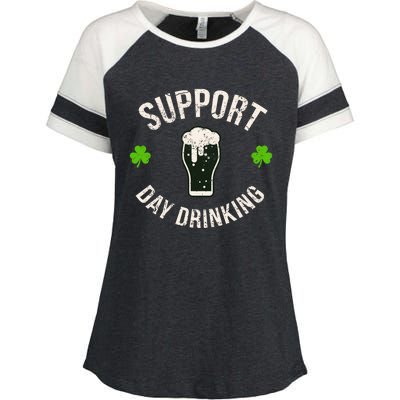 Support Day Drinking Funny Saint Pattys Gift Enza Ladies Jersey Colorblock Tee