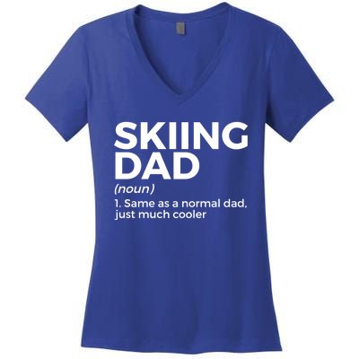 Skiing Dad Definition Funny Ski For Skiers Gift Women's V-Neck T-Shirt