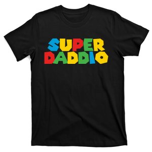 Super Daddio Dad Video Gamer Dad Fathers Day Funny Gift T-Shirt