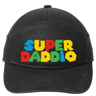 Super Daddio Dad Video Gamer Dad Fathers Day Funny Gift 7-Panel Snapback Hat